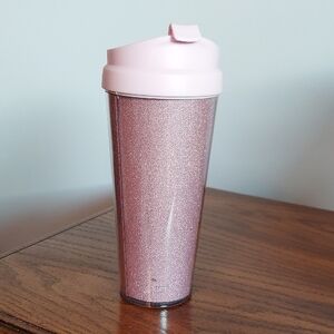 * Kate Spade Pink Sparkling Glitter Acrylic Insulated Tumbler, 16 Oz, Like New